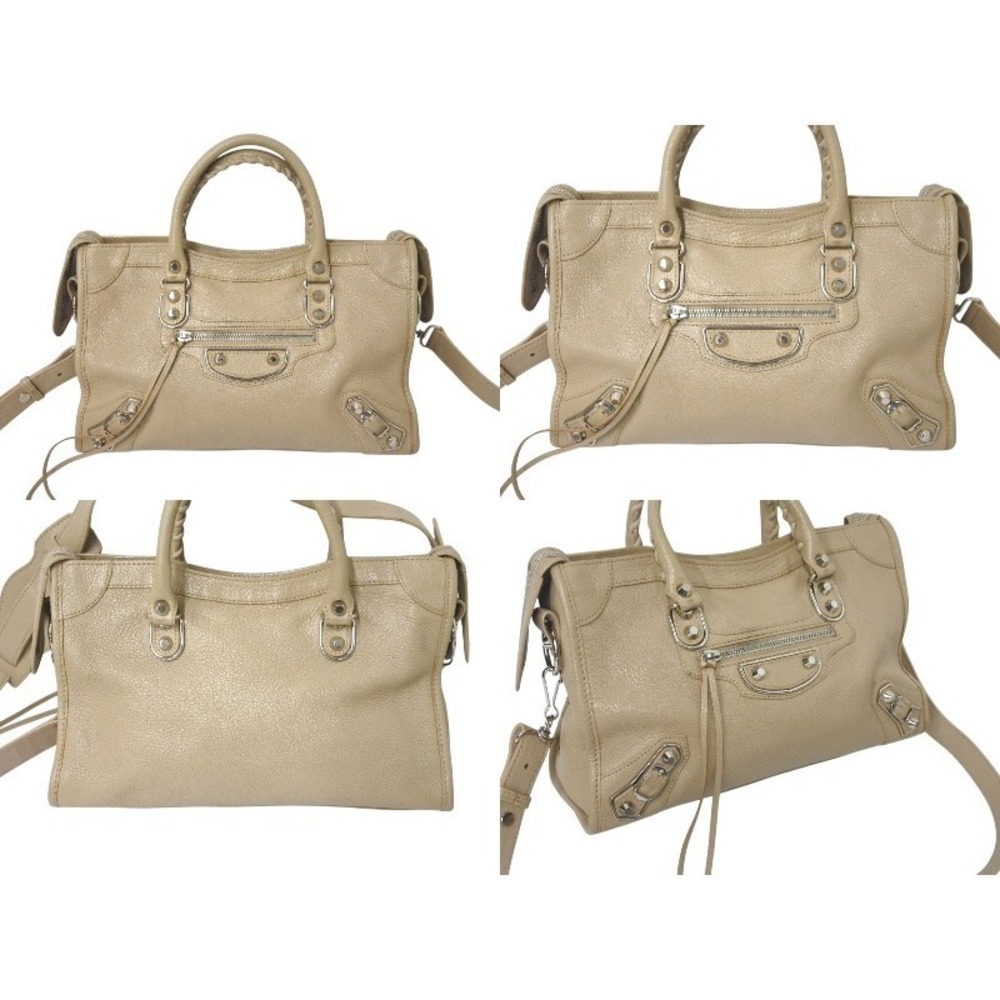 Balenciaga City Shoulder Metallic Bag Beige Handbag Classic